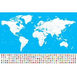 adhesif mural carte monde noir et blanc