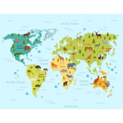 autocollant mural carte monde