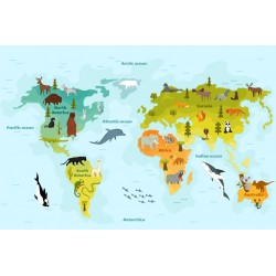 autocollant mural carte monde chambre