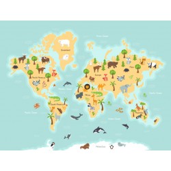 autocollant mural carte monde deco