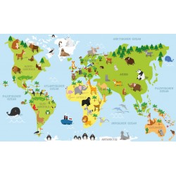 autocollant mural carte monde enfant