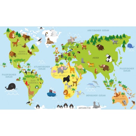 autocollant mural carte monde enfant