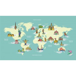 autocollants muraux carte monde geographie