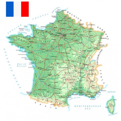 adhesif mural carte de France villes