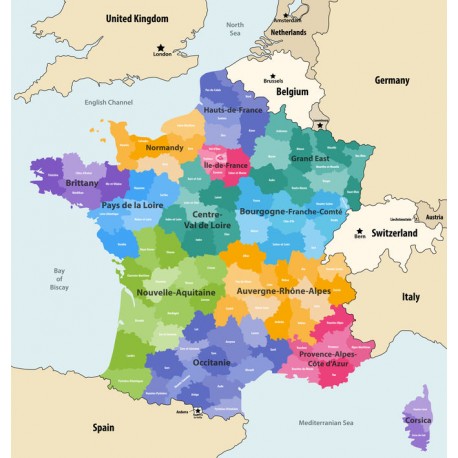 autocollant carte France pastel