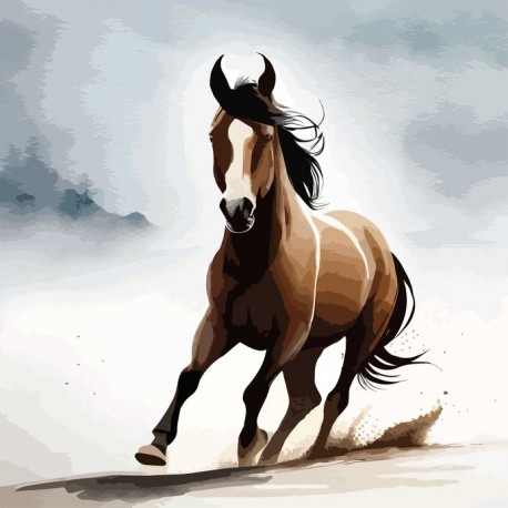 autocollant cheval fond gris