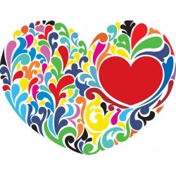 autocollant coeur bleu rose