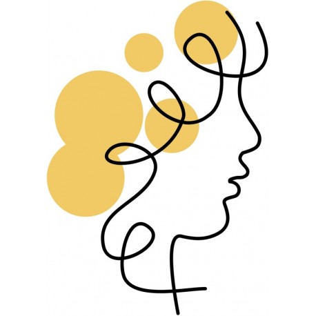 autocollant mural tete femme gris