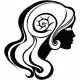 sticker tete femme coiffee