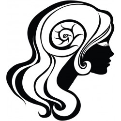 sticker tete femme coiffee