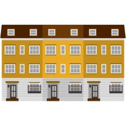 autocollant maison bleu orange