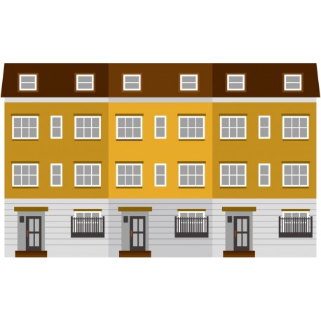 autocollant maison bleu orange