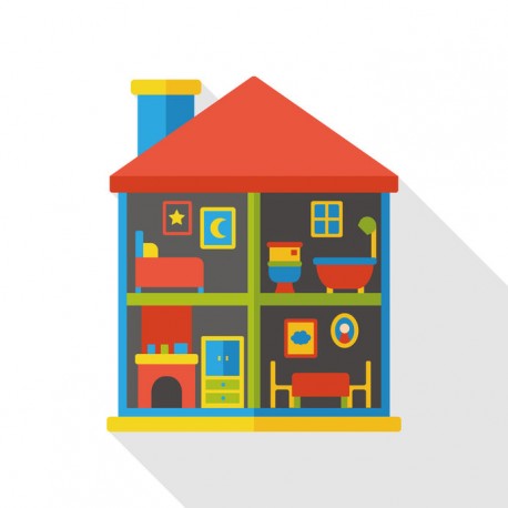 autocollant mural maison poupee decoration