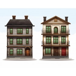 autocollant mural maison poupee gris