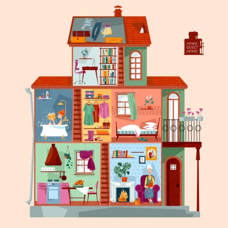 autocollants maison de poupee decoration