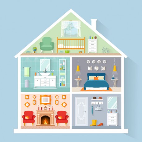 autocollant maison poupee chambre