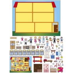 sticker mural maison poupee decoration