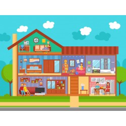 sticker mural maison poupee exterieur