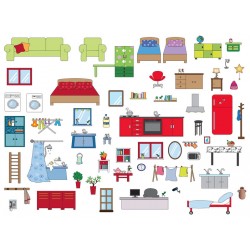 sticker mural maison poupee rose