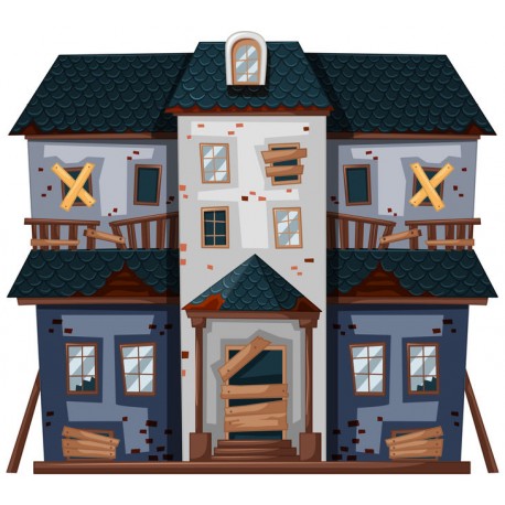 stickers maison poupee fond bleu clair