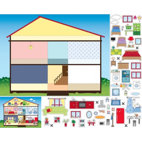 stickers maison poupee rose decoraton