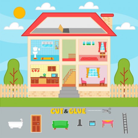 stickers maison poupee immeuble