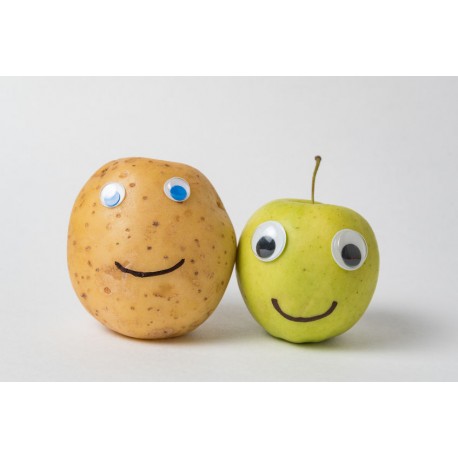 autocollant mural fruit rigolo violet jaune