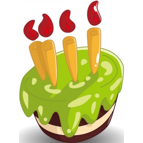 autocollant gateau rose fraise