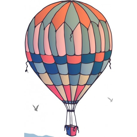 autocollant mural montgolfiere coeur