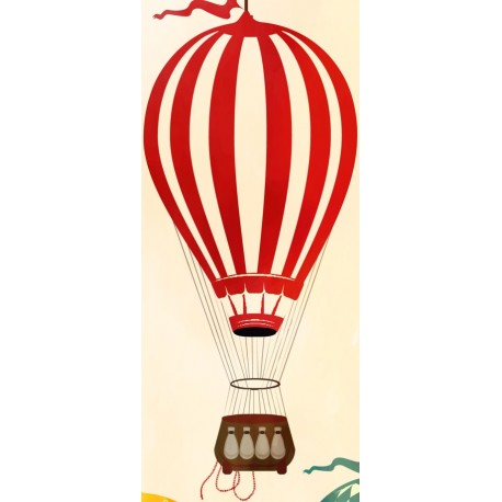 autocollants muraux montgolfiere rose