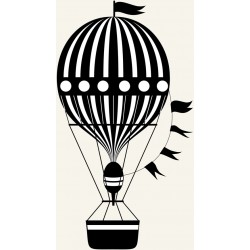 sticker mural montgolfiere noir et blanc