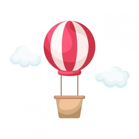 sticker mural montgolfiere noir et blanc