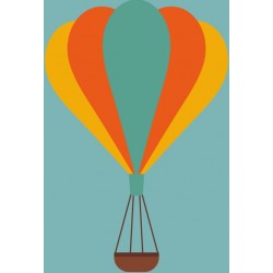 stickers montgolfiere fond jaune