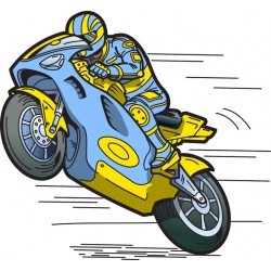 autocollant mural moto bleu