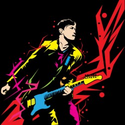 autocollants femme guitariste