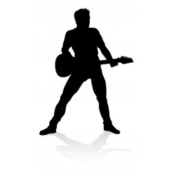 autocollants guitariste noir et blanc