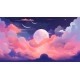 autocollants muraux beau ciel rose bleu