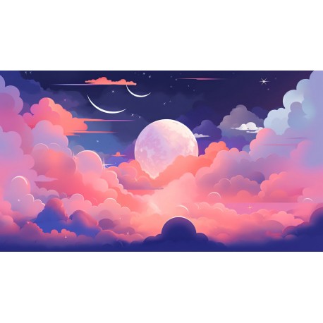 autocollants muraux beau ciel rose bleu