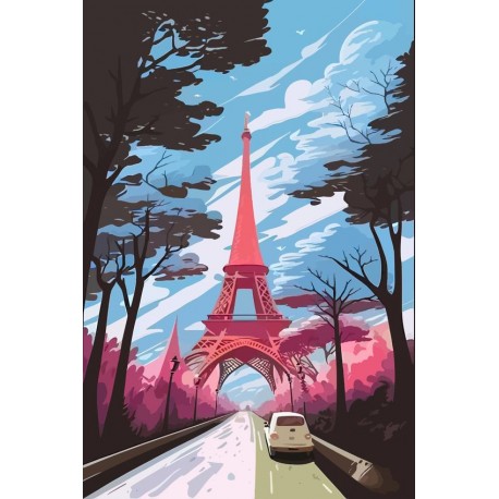 autocollant mural tours eiffel bleu ciel