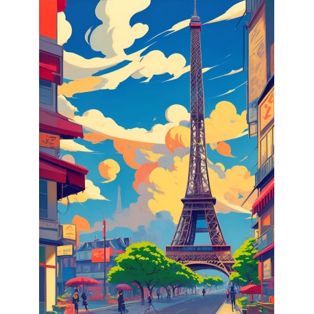 stickers muraux paris carte postale