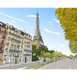 stickers muraux paris vue ciel dessin