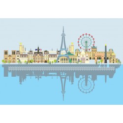 stickers mural paris rose orange
