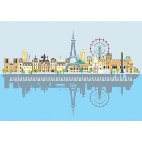 stickers mural paris rose orange