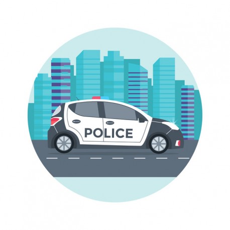 autocollant mural police noir et blanc