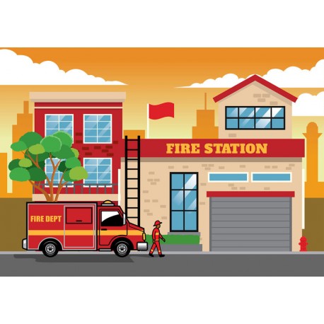 sticker mural camion de pompier