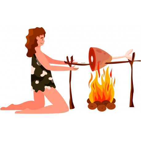 autocollant femme enfant prehistorique