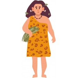 sticker femme enfant prehistorique