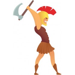 sticker mural combattant avec bouclier