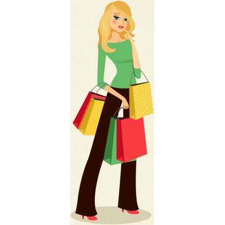 autocollant fille shopping