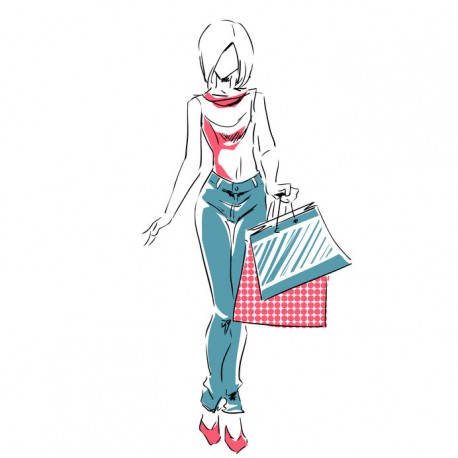 autocollant mural shopping decoration fille